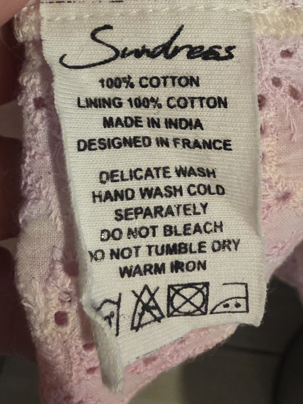 Sundress Paris Pink Broderie Anglaise Off-the-Shoulder Cotton Midi Dress - Picture 7 of 7